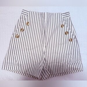 Zara Navy and White Striped Shorts